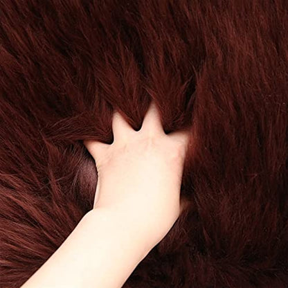 Real Genuine Sheepskin Rug Natural Fur Rug Sheep Skin Rugs Full Sheepskin Rugs Authentic Sheep Skin Throw Lambskin Seat Covers for Chairs Wool Seat Pad Cushion Brown (2.3X3.28 ft) - color: 10