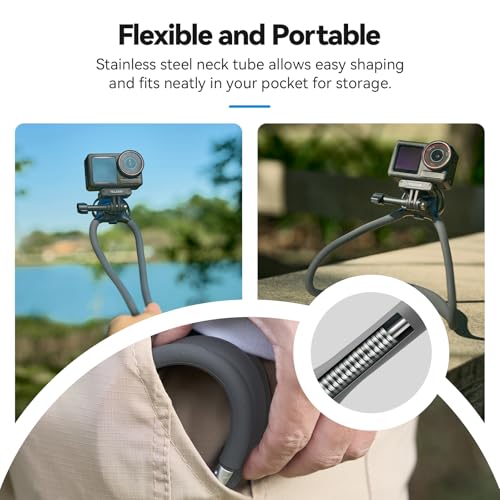 TELESIN Neck Mount SE 2.0 with Air Cushion, Adjustable Chest Strap and Neck Mount for Hands-Free POV Vlogging, for GoPro Hero 13/12/11/10/9, Insta X5/X4/X3/Ace Pro 2, Action 3/4/5 Pro 6, AKASO, etc. - style: Neck Mount Se 2.0 Gray