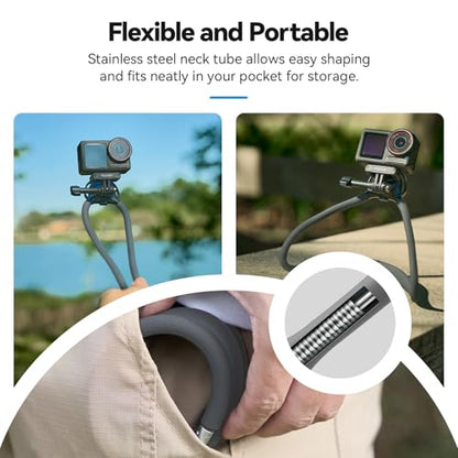 TELESIN Neck Mount SE 2.0 with Air Cushion, Adjustable Chest Strap and Neck Mount for Hands-Free POV Vlogging, for GoPro Hero 13/12/11/10/9, Insta X5/X4/X3/Ace Pro 2, Action 3/4/5 Pro 6, AKASO, etc. - style: Neck Mount Se 2.0 Gray