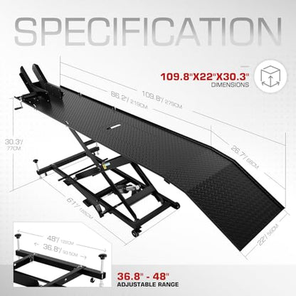 DNA Motoring Motorcycle Lift Table 1000lbs Capacity Motorcycle Support Stand L 86.2in x W 22in Motorcycle Lift Jack Lifting Range 7.2-30.3in Black TOOLS-00780 - style: Lift Table 1000lbs