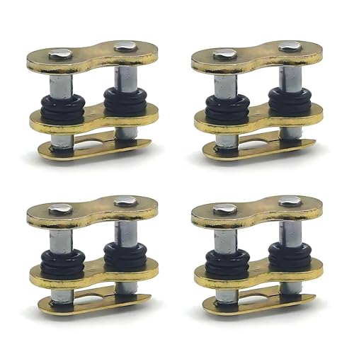Downhill 4 PCS 520 Chain Master Link, Metal Chain Connecting Links with O-Ring, Heavy Duty Masterlink Connector Replacement, Universal for Motorcycle, Dirt Bike (Gold)