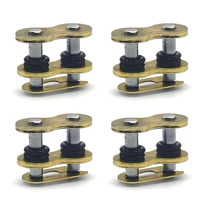 Downhill 4 PCS 520 Chain Master Link, Metal Chain Connecting Links with O-Ring, Heavy Duty Masterlink Connector Replacement, Universal for Motorcycle, Dirt Bike (Gold)