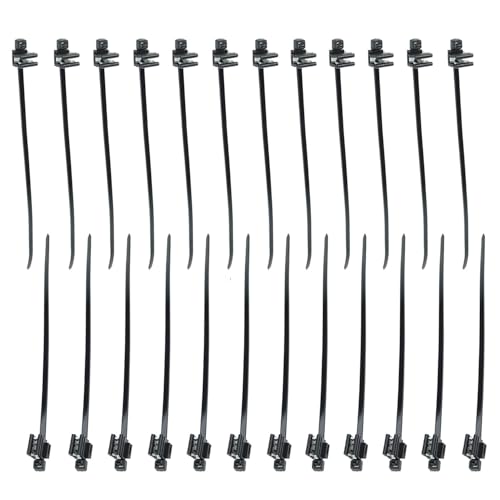 black Nylon Universal edge clip Cable Tie Buckle metal cable clips Zip Tie Mount with 0.19x7.87inch Cables Ties Wire Holder Management Clips Parallel clamp and vertical clamp 24PCS