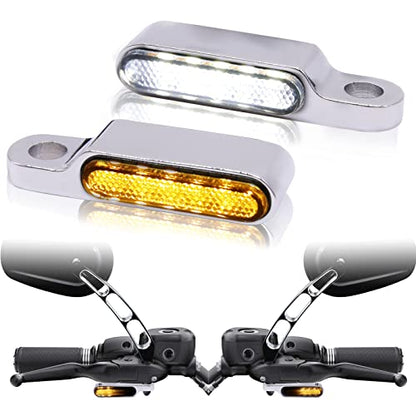 Rich Choices Handlebar LED Turn Signals Mini Motorcycle Blinkers Front Running Light Universal Compatible with Harley Sportster Dyna Honda Shadow Kawasaki Vulcan Yamaha V-Star Road Star - color: Chrome