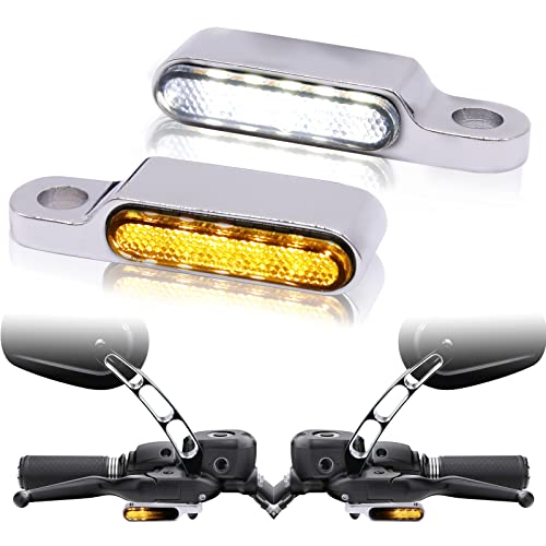 Rich Choices Handlebar LED Turn Signals Mini Motorcycle Blinkers Front Running Light Universal Compatible with Harley Sportster Dyna Honda Shadow Kawasaki Vulcan Yamaha V-Star Road Star - color: Chrome