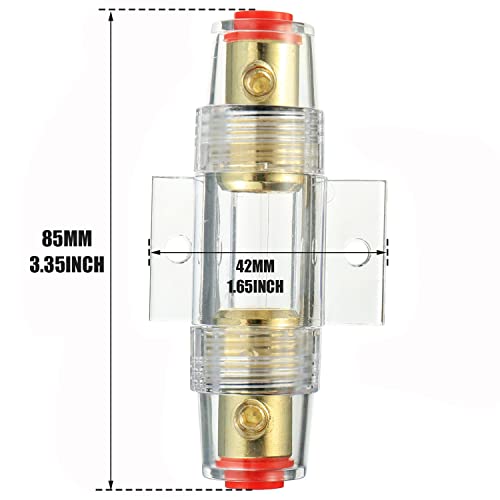 BOJACK 4-8 Gauge AWG in-line 40A AGU Fuse Holder with 40 Amp AGU Fuses for Car Audio, Alarm, Amplifier, Compressors, Waterproof Inline Fuse Holders (40A) - size: 40A
