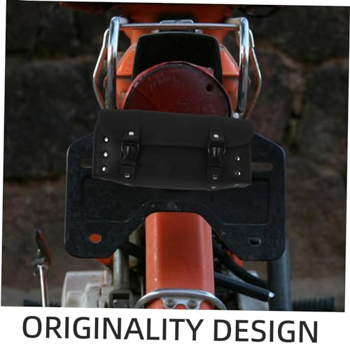 Abaodam PU Leather Motorcycle Fork Bag Saddlebag Organizer Weather-resistant Tool Storage for Motorcycles and Electric Bikes Practical Black Side Roll Bag