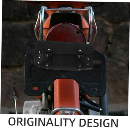 Abaodam PU Leather Motorcycle Fork Bag Saddlebag Organizer Weather-resistant Tool Storage for Motorcycles and Electric Bikes Practical Black Side Roll Bag