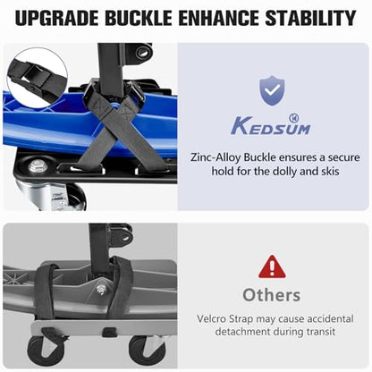KEDSUM 1700LBS Heavy Duty Snowmobile Dolly with 5" Casters, Versatile Terrain Snowmobile Ski Dolly Set for Motorized Use, Speed Below 5MPH, Straps with Buckle Firmly Attaching on Skis - size: Large Wheels