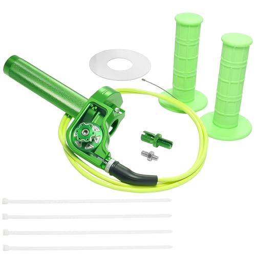 Motorcycle Throttle Assembly,7/8" Quick Twist Throttle Grips with Throttle Cable Aluminum Alloy Universal for CRF KLX SSR TTR 110 125 150 250cc Dirt Pit Bike ATV Mini Bike - color: Type A-Green