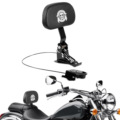 INNOGLOW Motorcycle Backrest - Adjustable Detachable Driver Rider Backrest Black Back Rest Pad Fit for Harley Davidson Touring Street Glide Electra Glide Road Glide Road King CVO 2009-2020 - color: Style-3/Black Arm(with skull printed)