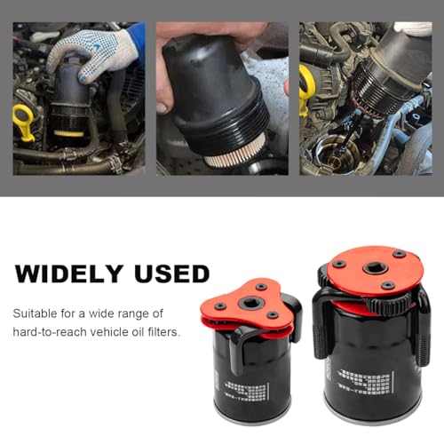 2 PCS Universal Oil Filter Wrench, Adjustable 3-Jaw Oil Filter Removal Tool From 2-1/2 to 4 inch & 3 to 5-1/2 inch, Oil Filter Wrench Change Set Fits 1/2'' & 3/8'' Drive