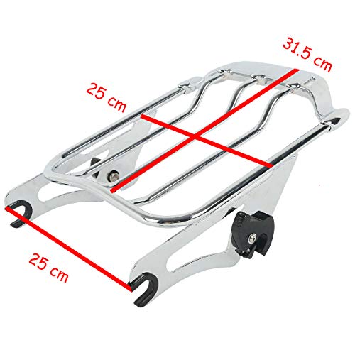 XFMT Motorcycle Chrome Detachable Two-Up Luggage Rack for Air Wing Harley Touring Road King Street Glide Road Glide Electra Glide 2009-Later - color: For Air-wing Luggage Rack-Chrome