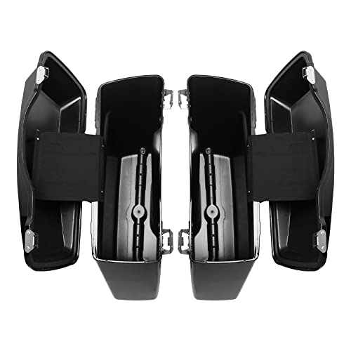 XMT-MOTO Hard Saddlebags Saddle bags for Harley 1994-2013 Touring models road glide, road king, ultra, street glide, electra glide and 1984-2017 Softail models,BLACK - color: BLACK/Chrome Latches, size: Standard
