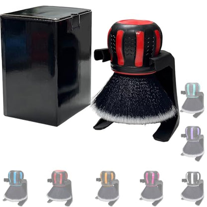 Ultra Soft Detailing Brush, Handle XL Brush - Ultra Soft Bristles, Multi-Color Handles, Removable Brush Heads, with Storage Rack, Covers Large Area Inside or Outside Vehicles(Red) - color: Red