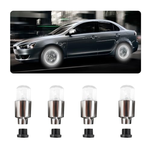 4 PCS LED Tire Valve Lights, Waterproof Light up Air Neon Bicycle Motorcycle Tyre Valve Flash Lights, Bike Truck Golf Cart Wheel Assemblies Lamp, Exterior Car Accessories (White) - color: White