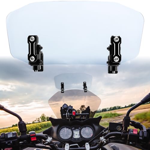 KEMIMOTO Motorcycle Windshield Upgraded Aluminum Metal Heightened Spoiler Clip Universal Adjustable Extension Clips Windshield Extension Dark Tint - color: Dark Tint