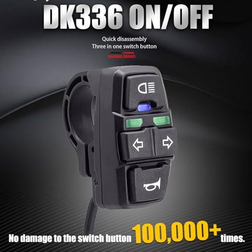 Universal Ebike Light and Horn Switch Turn Signal Switch 3 in 1 Motorcycle HeadLight Turn Switch Motorcycle Horn Turn ON/Off Control Switches for Electric Bike Scooter Light Switch Signal Button DK336 - style: 3-in-1 switch DK336