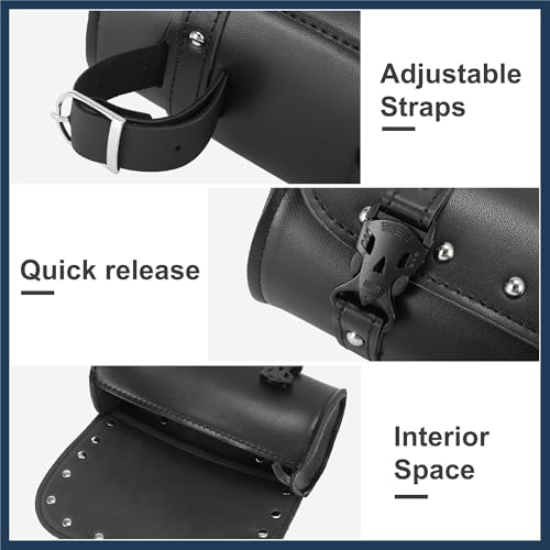 Universal Motorcycle Fork Handlebar Tool Bag Cycling Storage Pouch Bag Waterproof Faux Leather Black Stylish Design