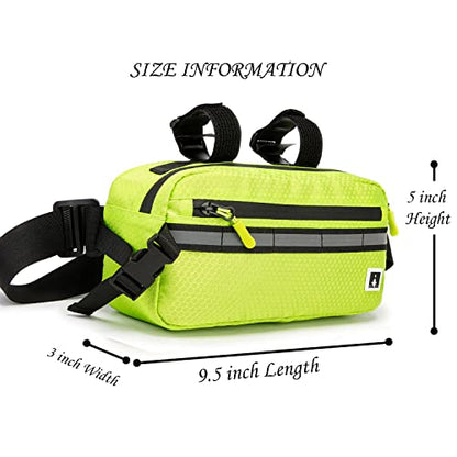 ROYALFAIR Waterproof Bike Handlebar Bag with Reflective Strips & Shoulder Strap, Bicycle Front Frame Storage Pouch for Mountain Road Cycling Commuting (Neo Green) - color: Neo Green