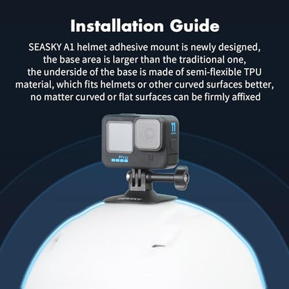 SEASKY A1 Flexible Adhesive Helmet Mount Genuine 3M for GoPro Hero13/12/11/10/9/8 DJI Action 5 Pro 4 3 2 OSMO360 Insta360 X5 X4 X3 Ace Pro 2 Sports Camera Accessories Flat Curved Surfaces