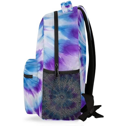 Blue Purple Tie Dye Backpack, Large Capacity College Backpack Bookbags, Waterproof Travel Backpack for Kids Boys Girls Women Men - color: Blue Purple Tie-dye