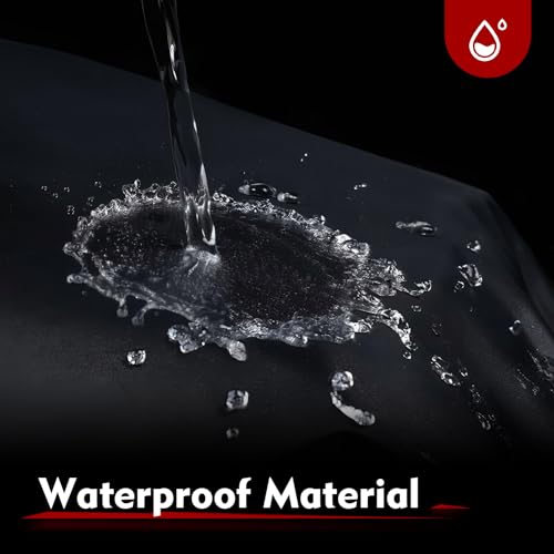 Motorcycle Cover, Waterproof Outdoor Bike Cover with Lock Holes, All Season Protection Covers with Storage Bag, Universal Motorcycle Accessories for Dirt Bikes, Scooters (Black)