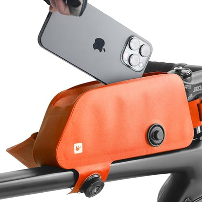 Rhinowalk Bike Frame Bag with Magnetic Flap Waterproof Bicycle Top Tube Bag Bikepacking Cycling Tools Storage Bag for MTB Road Bike - color: Orange