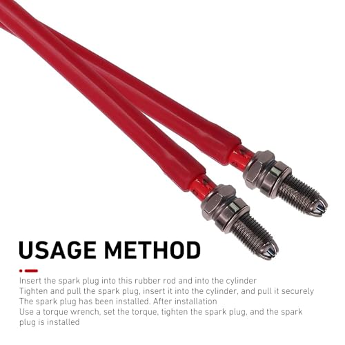 Car Spark Plug Socket, Portable Double-Hole Spark Plug Installation Removal Tool, Reusable Rubber Insulated Sleeve Wrench, Universal for Most Cars, Motorcycles (Red)