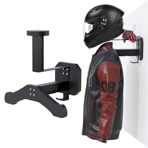 JAGASOL Motorcycle Helmet Holder Wall Mount, Heavy-Duty Tactical Helmet Accessories, Versatile Wall Rack for Motorcycle and Football Gear Storage, Space-Saving Design, Black - color: Black