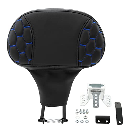 C.C. RIDER Motorcycle Backrest Plug-in Driver Rider Backrest Sissy Bar for Harley Davidson Touring CVO Street Glide Road Glide Electra Glide Road King 2009-2023 - color: Rider Backrest-Blue Stitching
