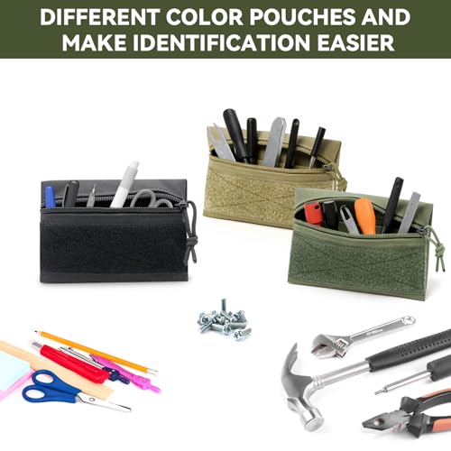 Qavctw 3 Pack Tool Pouch Zipper Bag Tactical Utility Pouches with Hook and Loop Multipurpose Storage Organizer Tool Pouches - size: M:5.91×4.13in