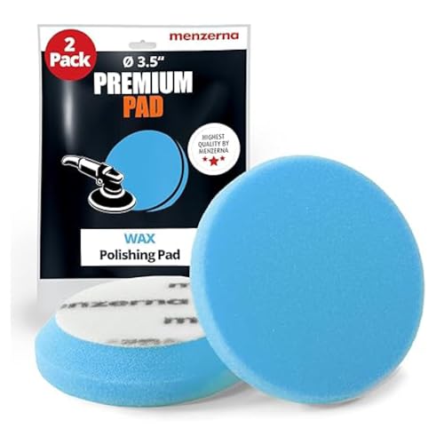 menzerna 3.5 Inch 2X Premium Polishing Pads for WAXING Sealing & Protection I Body Repair Buffing & Polishing Pads with Safety Edge & Velcro Attachment I Washable & Long Lasting - style: Waxing Pad