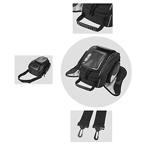 Motoforti Universal Motorcycle Magnetic Tank Tool Bag Fuel Saddlebag with Strap Waterproof Black