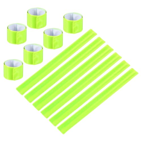 PATIKIL Reflective Slap Bands, Reflector Band Snap Bracelet Armbands High Visibility Safety Reflectors Wrist Strap Strips for Night Jogging Cycling Hiking - color: Fluorescent Green