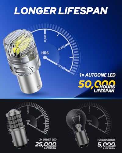 AUTOONE White 1157 LED Light Bulbs, 700% Brighter & 6500K White 7528 2057 2357 LED Bulbs for Backup Reverse Parking Signal Blinker Tail DRL Brake Lights, 2PCS - color: White, size: 1157/2357
