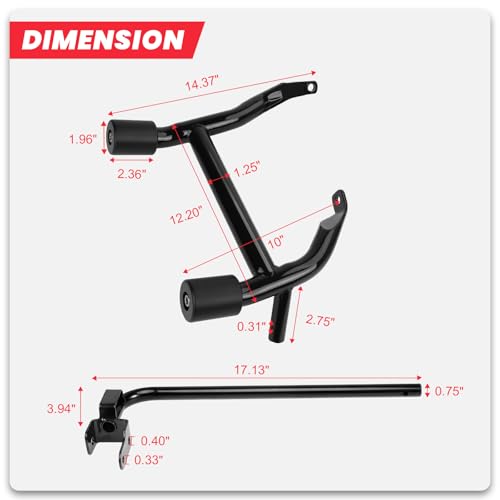 2023-2026 Street Glide Road Glide Saddlebag Guard Crash Bar Compatible with Harley Davidson Touring FLTRX FLTRXL FLHX FLHXU FLHXL FLTRXSE FLHXSE FLTRXSTSE Black Tip-Over Bar with Support Rails - size: 2023-2026 With Rails