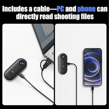 4K WIFI POV Action Body Camera 64GB, Thumb Size Mini Bodycam, Waterproof Magnetic Wearable Hand-free Portable Sports Action Cameras, Snapcam Mount Anywhere for Cycling, Skiing, Swimming, Walking
