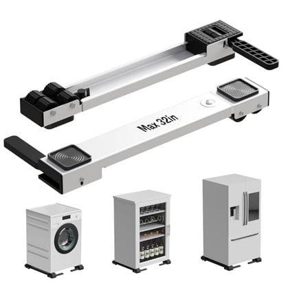 Appliance Rollers Heavy Duty,Newest Extendable Appliance Sliders,Liftable Washing Machine Base,Easily Move Washer and Dryer Machines,Refrigerators,Furniture-White - color: White