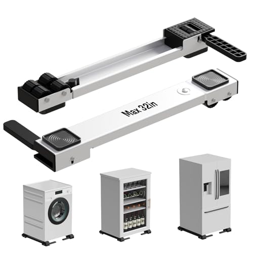 Appliance Rollers Heavy Duty,Newest Extendable Appliance Sliders,Liftable Washing Machine Base,Easily Move Washer and Dryer Machines,Refrigerators,Furniture-White - color: White