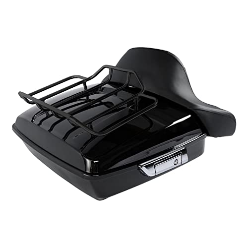 TCMT Chopped Motorcycle Trunk Box Backrest Mounting Luggage Rack Fit For Harley Touring 1997-2008 Road King Road Street Electra Glide Pack - color: Set B2 Chrome Latches#Black Rack