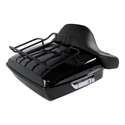 TCMT Chopped Motorcycle Trunk Box Backrest Mounting Luggage Rack Fit For Harley Touring 1997-2008 Road King Road Street Electra Glide Pack - color: Set B2 Chrome Latches#Black Rack