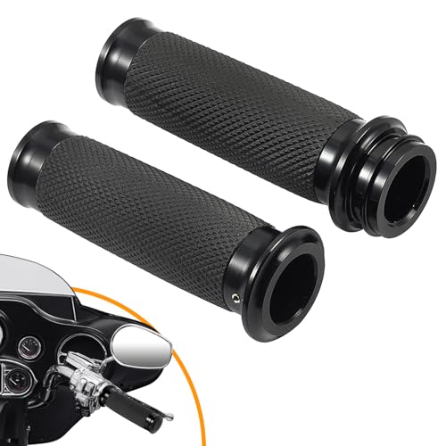 PBYMT 1 Inch Electronic Throttle Handlebar Grips Fit for Harley Davidson Touring Road King Street Glide Softail 2008-2024 - color: All Black