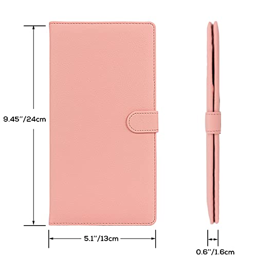 Car Registration and Insurance Holder, 2 Pack Leather Vehicle Glove Box Organizer with Magnetic Shut for Document, Cards, Driver License, Pink and Turquoise Bundle