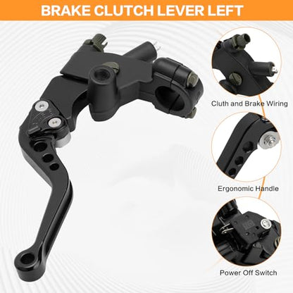 Motorcycle Brake Pump Lever 7/8" 22mm Hydraulic Master Cylinder Reservoir Clutch CNC Left & Right Set Universal Replacement for Harley Honda Kawasaki Suzuki Yamaha (Black) - color: Black