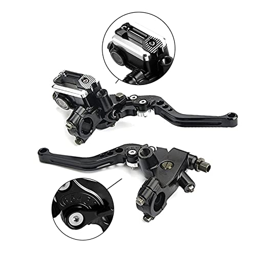 Universal 7/8" 22mm Motorcycle Brake Lever Handlebar Brake Master Cylinder Clutch Levers Set Compatible with Harley Honda Kawasaki Suzuki Yamaha Motorbike Brake Lever(Black) - color: Black