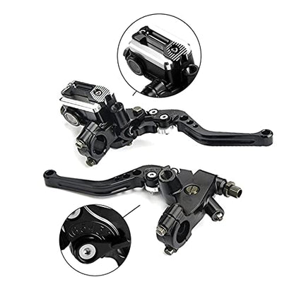 Universal 7/8" 22mm Motorcycle Brake Lever Handlebar Brake Master Cylinder Clutch Levers Set Compatible with Harley Honda Kawasaki Suzuki Yamaha Motorbike Brake Lever(Black) - color: Black