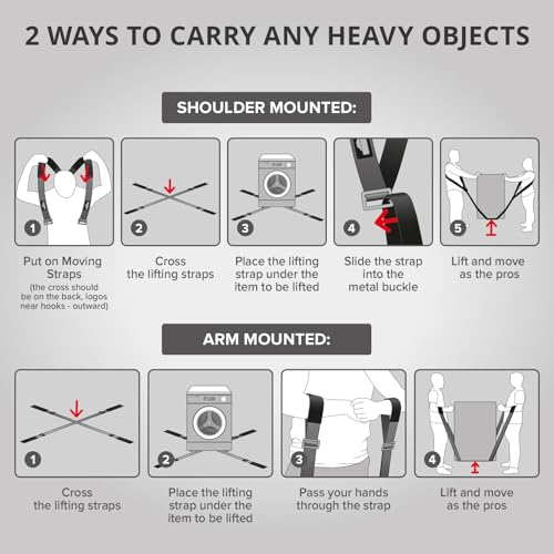 X-Protector Moving Straps - 2 Pairs - Lifting Straps for 2 Movers - Furniture Moving Straps to Move Furniture Easily and Safely - Perfect for Lifting and Moving Equipment, Appliances, Heavy Objects! - style: Moving Straps (Standard)