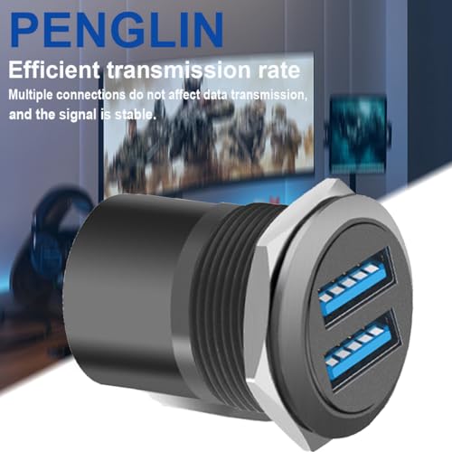 PENGLIN 5PCS Dual USB 3.0 Adapter, USB Panel Mount Bulkhead Connector, Support High-Speed Data Transfer and Charging,Compatible with Car,PC,TV,Laptop,Phone - size: 5PCS(USB3.0)
