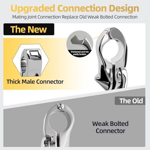 Upgrade Highway Footpegs, 1.25" Motorcycle Highway Pegs Long Angled Adjustable Streamliner Style Fit for Harley Touring Street Glide Electra Glide Road King Dyna Fit 1-1/4"(32mm) Engine Guard(Chrome)
